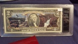 Authentic $2 UNC Bill-Colorized Yellowstone