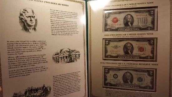 $2 Notes Folio: 1 Uncut Sheet of 4(2009), 1928-D,1953 & 1976