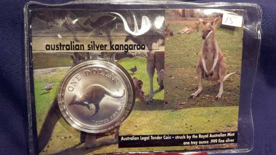 1998 Frosted UNC 1ozt Silver Australian Kangaroo
