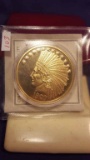 24kt Gold Layered Copper Round—1907 Indian Head Eagle Replica