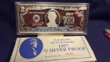 4ozt .999 Silver Bar looks like a 1997 $2 Bill