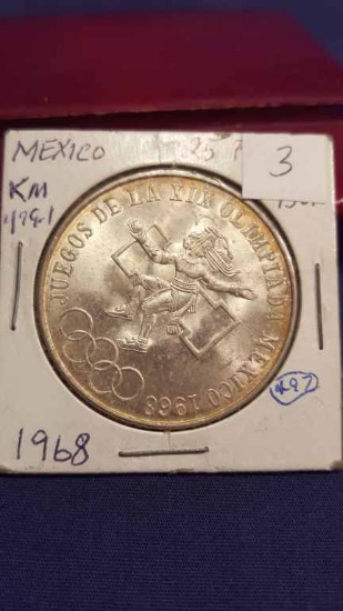 1968 Silver Mexican 25 Pesos