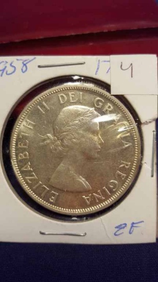 1958  80% Silver Canadian Dollar Commem