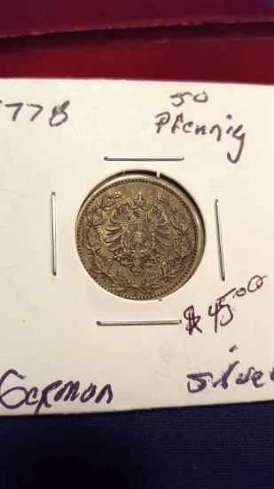 1877-B Silver German 50 Pfennig