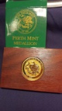 2001 “Lucky Swan” Gold Plated Aust. Perth Mint Medallion