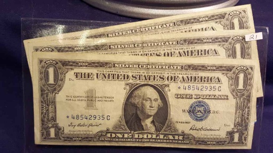 3—1957 Nice **Star** $1 Silver Certificates