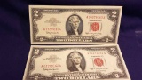 2—UNC in consec #'s 1963 $2 Red