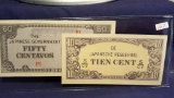 2—Japanese 10 cents & 50 centavos