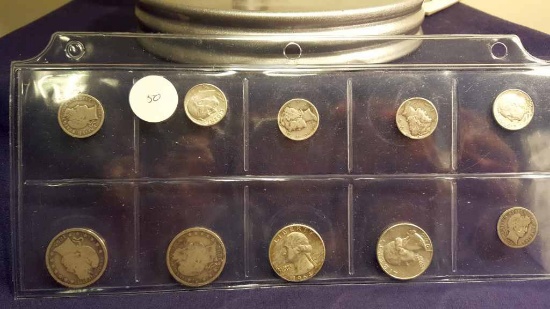 $1.60 face value of common date 90% silver dimes and quarters