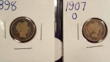 1898 & 1907-O Barber Dimes