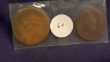 Haiti 1886 1-cent & 1864 2-cent coins