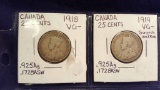 Canadian Quarters 1918 & 1919