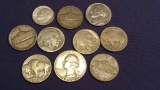 Misc Lot with Silver—3 wartime silver nickels, silver dime & quarter,