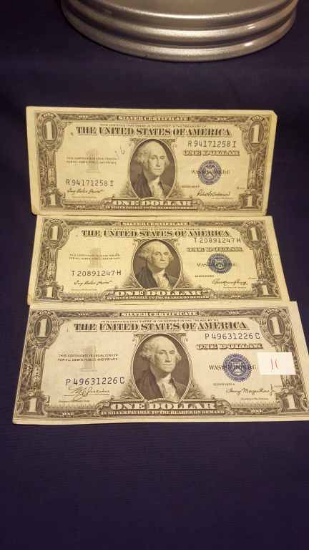 3—1935, A, E, F $1 Silver Certificates