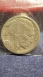 1918 Buffalo Nickel lamination crack across date field and entire coin