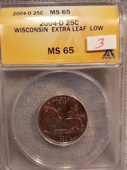 2004-D Wisconsin State Quarter Extra Low Leaf