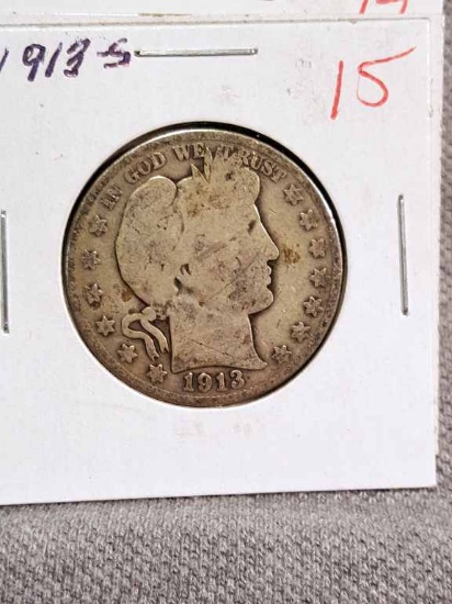 1913-S Barber Half