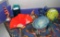 Lot of (9) Pc Colored Glassware, Decorative Style