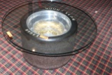 Racing Wheel/ Tire Coffee Table With Thick Glass Top