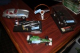Die Cast Cars, Wood Steering Wheel on Stand