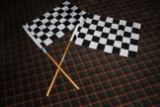 Lot of (2) Checkered Flags with poles