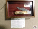 Case Founder's knife in glass display case
