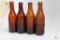 4 amber glass antique Coca Cola soda bottles