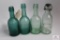 Four semi squat blue glass Pennsylvania soda bottles