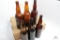 Six Ohio amber quart beer bottles