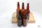 Five Ohio amber quart beer bottles