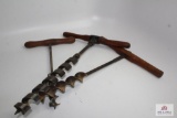 Three antique Augers Large 18”