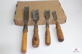 Four curved Gouge Chisels Misc Makers Sheffeild 16” average