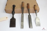 Four Flat Chisels Sheffield misc makers 16” average