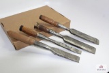 Four flat Chisels W. Butcher, Witherby. 16”