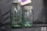 Two Green jars one with glass sealer