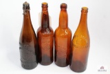 Four West Virginia amber quart beer bottles