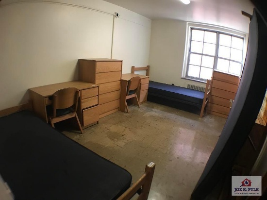 3 Beds, 3 Chests, 3 Desks, 3 Chairs