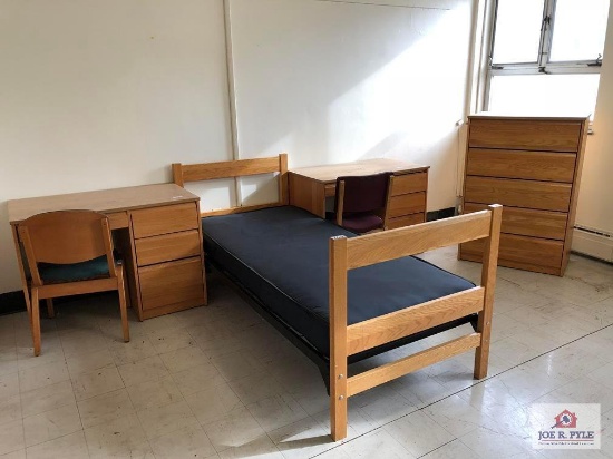 1 Bed, 1 Chest, 2 Desks, 2 Chairs
