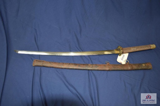 Samurai Sword with leather sheath 28" Damascus Blade 11" handle29" Sheath