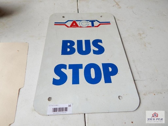 Metal ACT bus stop sign