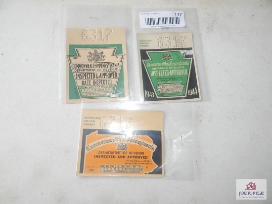 1938-1944 Pennsylvania inspection stickers (Unused)
