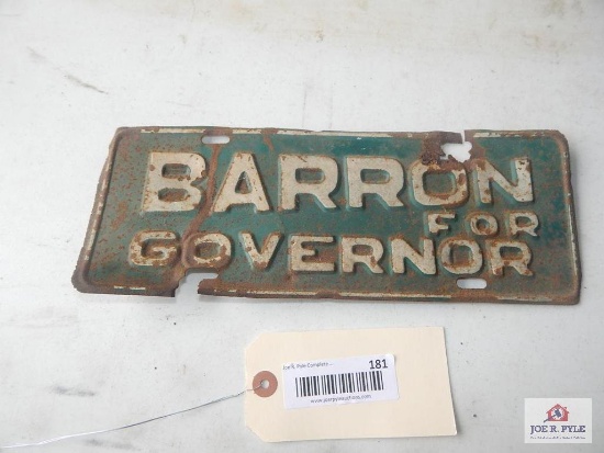 Barron for Governor License Plate