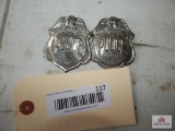 2 toy tin police badges