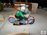 In box, wind-up tin motorcycle