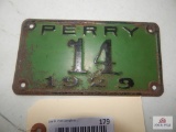1929 Perry, WV motorcycle license Plate #14