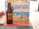 Masons Old Fashion Root Beer paper display with original bottle