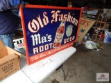 Old Fashion Ma's 5 cent rootbeer tin sign 38in x 27in