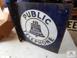 Double sided porcelain Bell telephone flange sign