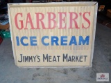Garber's Ice Cream and Jimmy's Meat Market single-sided plastic sign (5'x4')