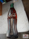 Single-sided metal Coca-Cola thermometer 29in x 9in